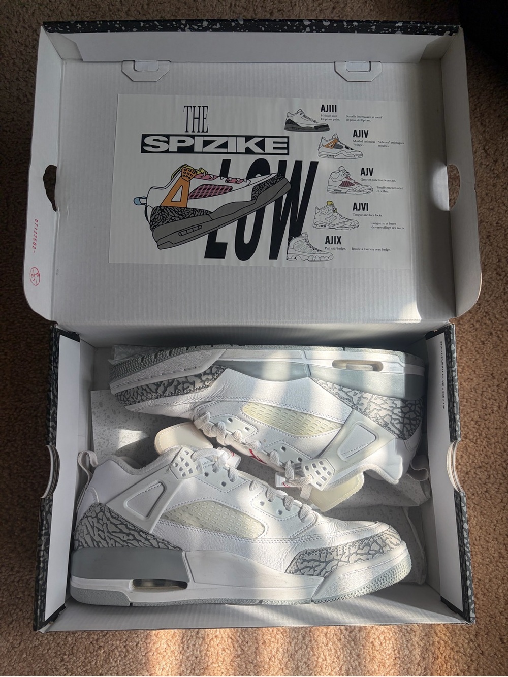 Nike Kids White and Gray Air Jordan Spizike Low Sneakers